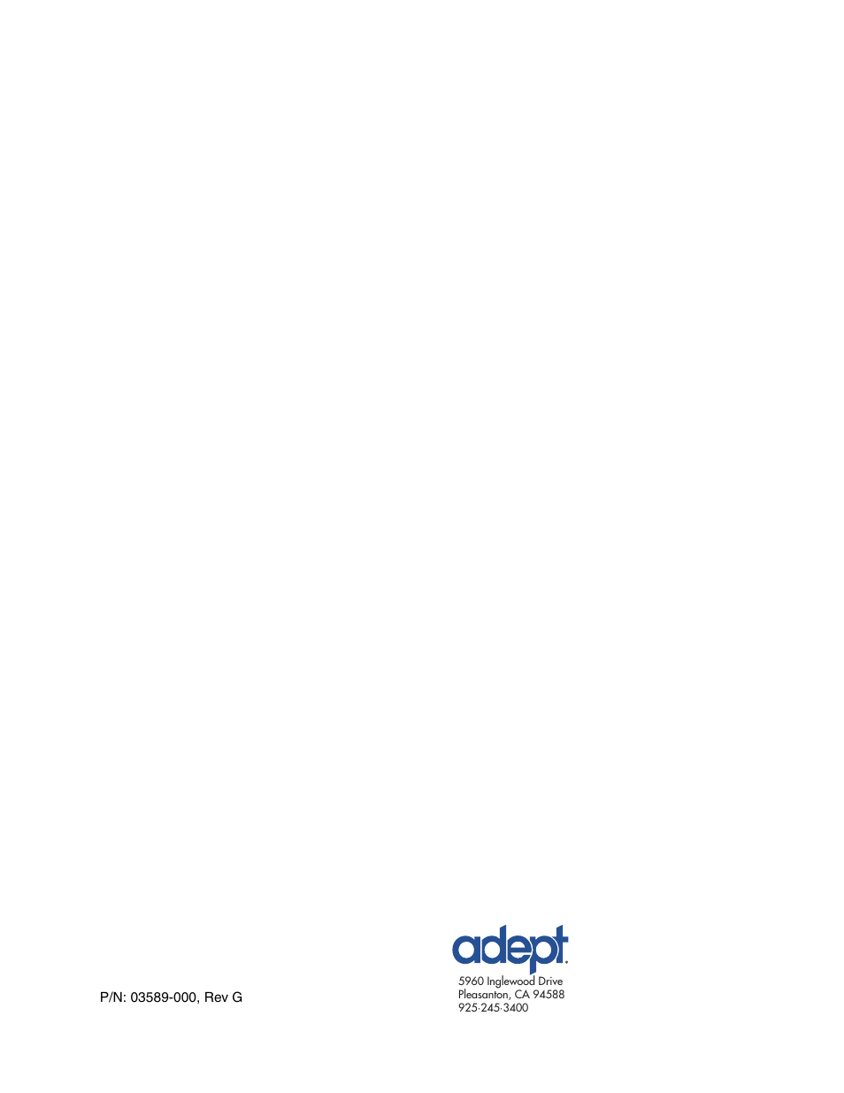 Adept i600 Cobra User Manual | Page 110 / 110