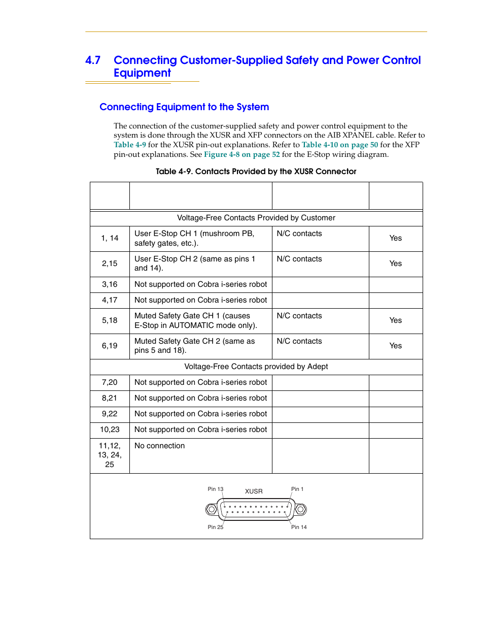 Connecting equipment to the system, For inf | Adept i600 Cobra User Manual | Page 49 / 110