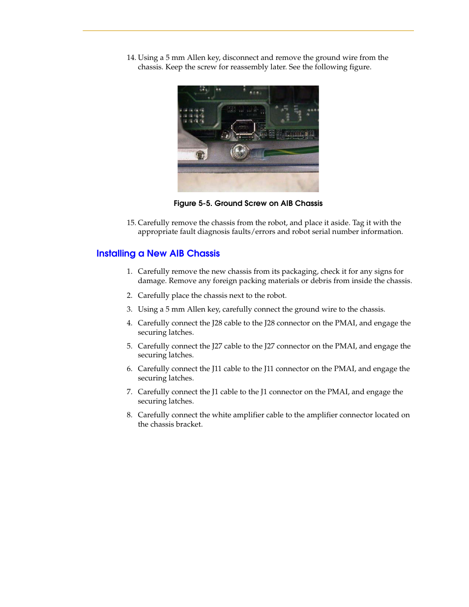 Installing a new aib chassis, Figure 5-5, Ground screw on aib chassis | Adept i600 Cobra User Manual | Page 67 / 110