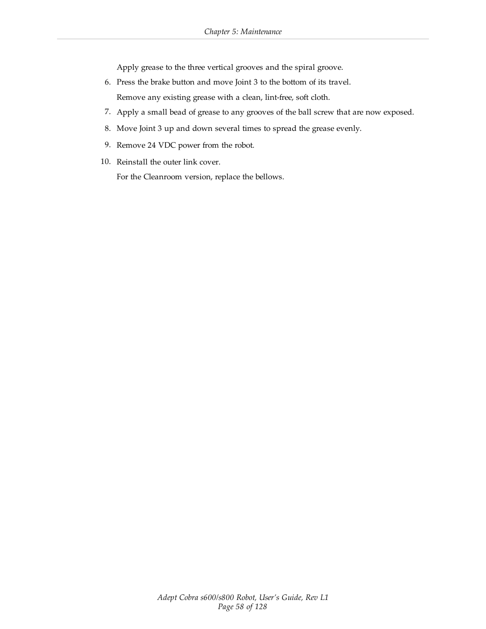 Adept s600 Cobra User Manual | Page 58 / 128