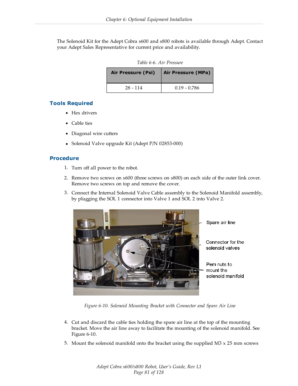 Tools required, Procedure | Adept s600 Cobra User Manual | Page 81 / 128