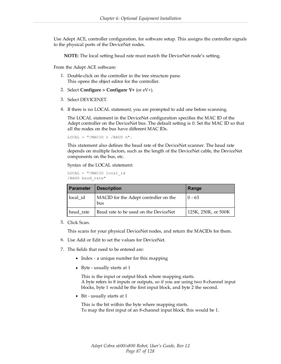 Adept s600 Cobra User Manual | Page 87 / 128