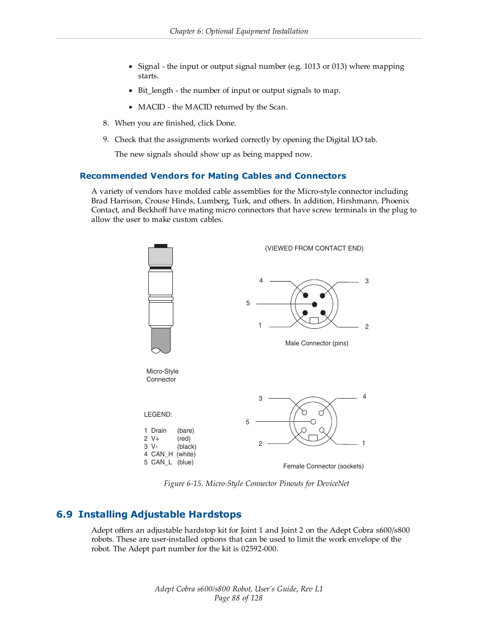 9 installing adjustable hardstops | Adept s600 Cobra User Manual | Page 88 / 128