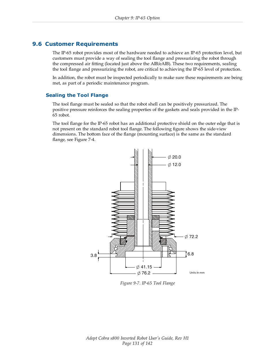 6 customer requirements, Sealing the tool flange | Adept s800 s800 User Manual | Page 131 / 142