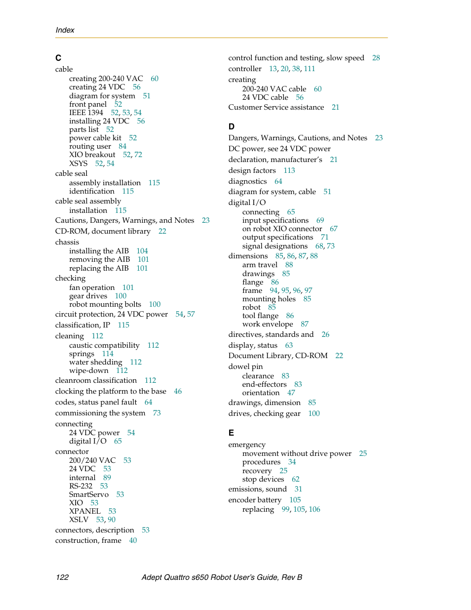 Adept s650H Quattro User Manual | Page 122 / 128