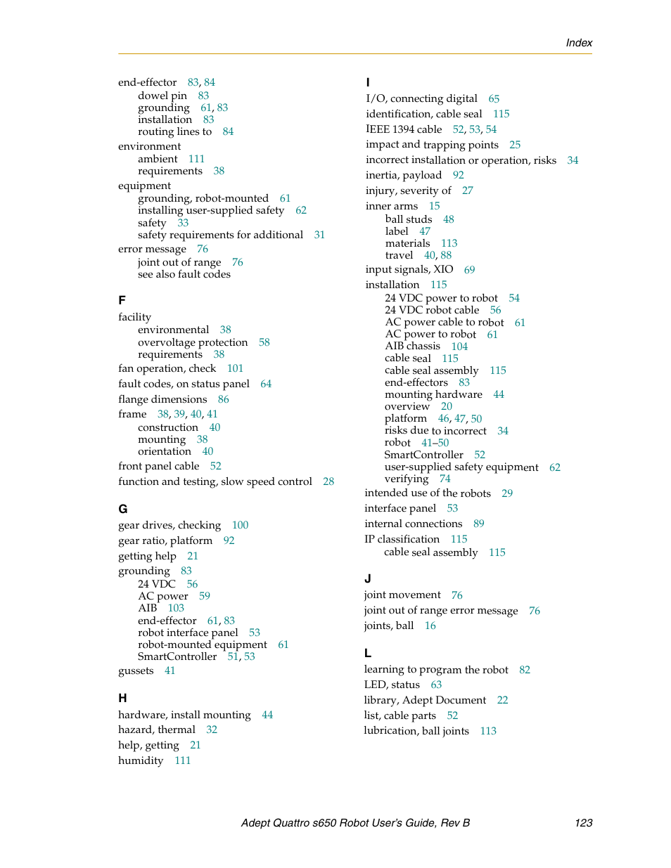 Adept s650H Quattro User Manual | Page 123 / 128