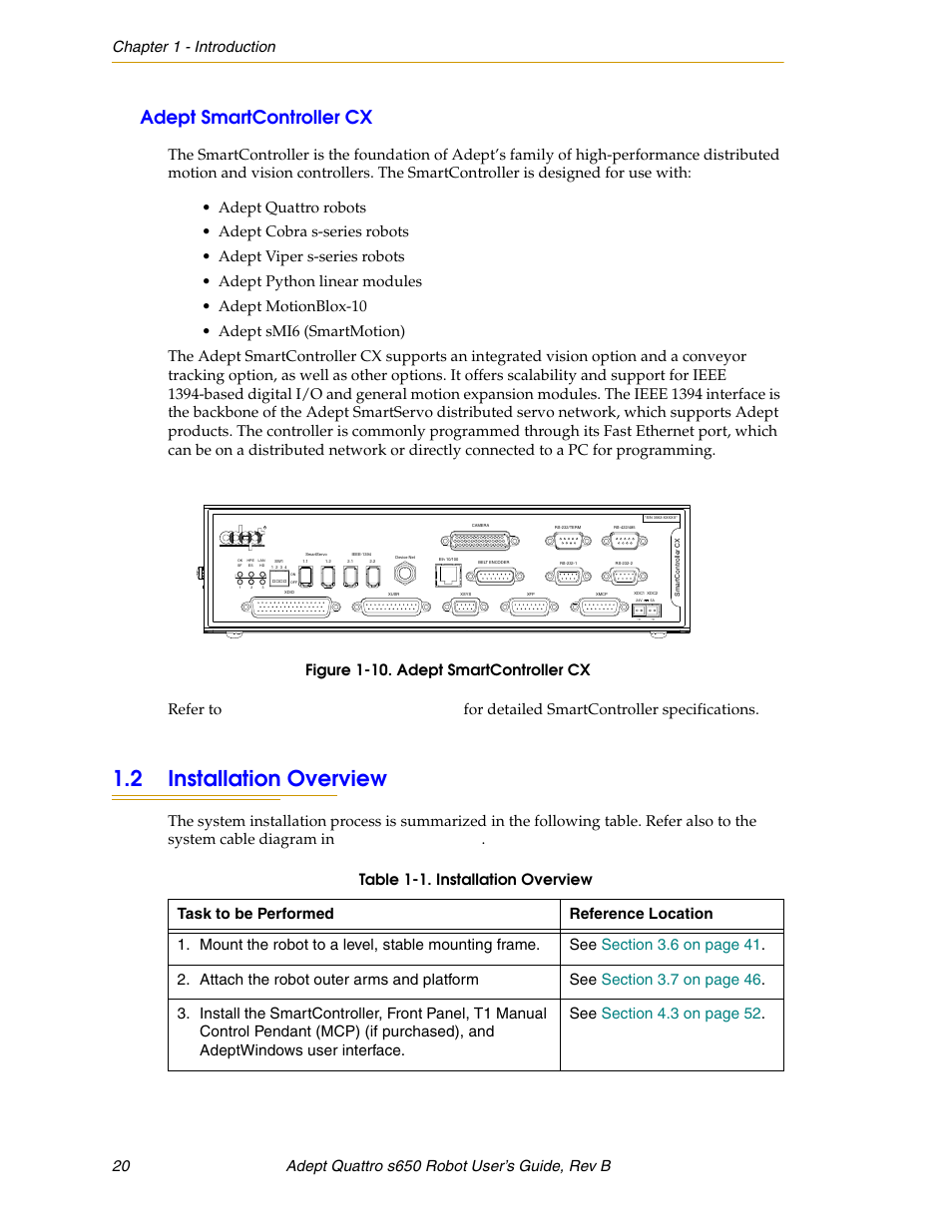 Adept smartcontroller cx, 2 installation overview, Figure 1-10. adept smartcontroller cx | Adept s650H Quattro User Manual | Page 20 / 128