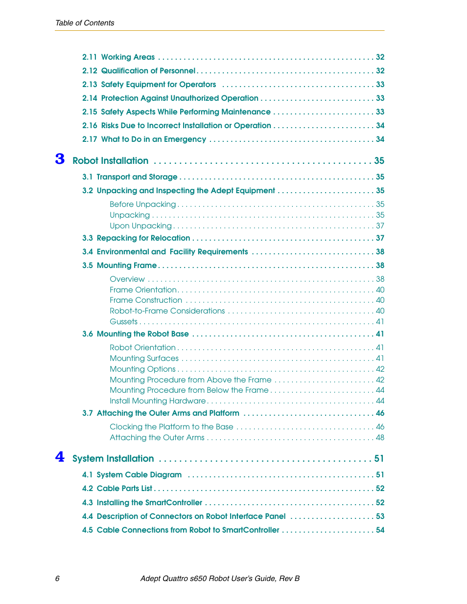 Adept s650H Quattro User Manual | Page 6 / 128