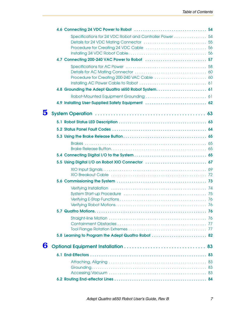 Adept s650H Quattro User Manual | Page 7 / 128