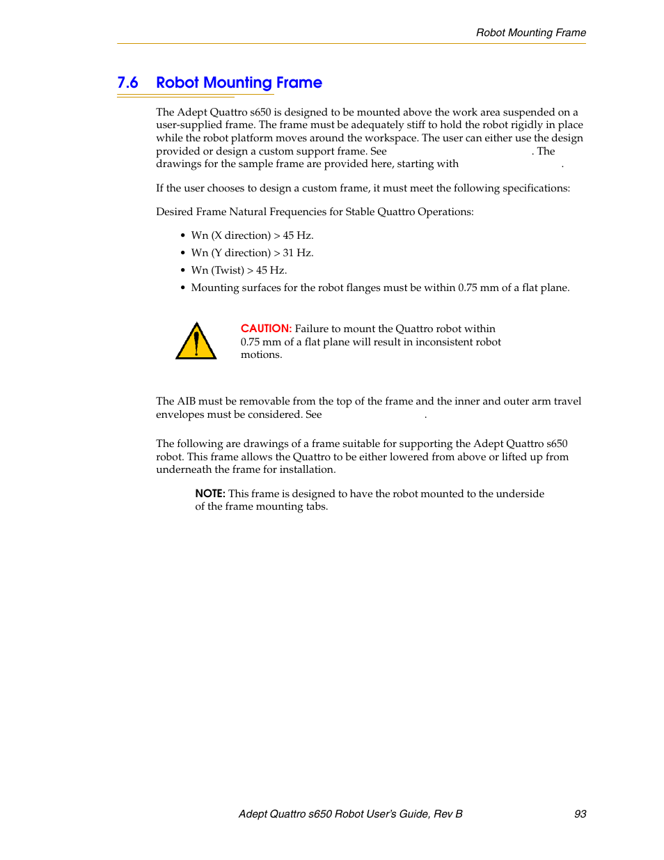 6 robot mounting frame | Adept s650H Quattro User Manual | Page 93 / 128