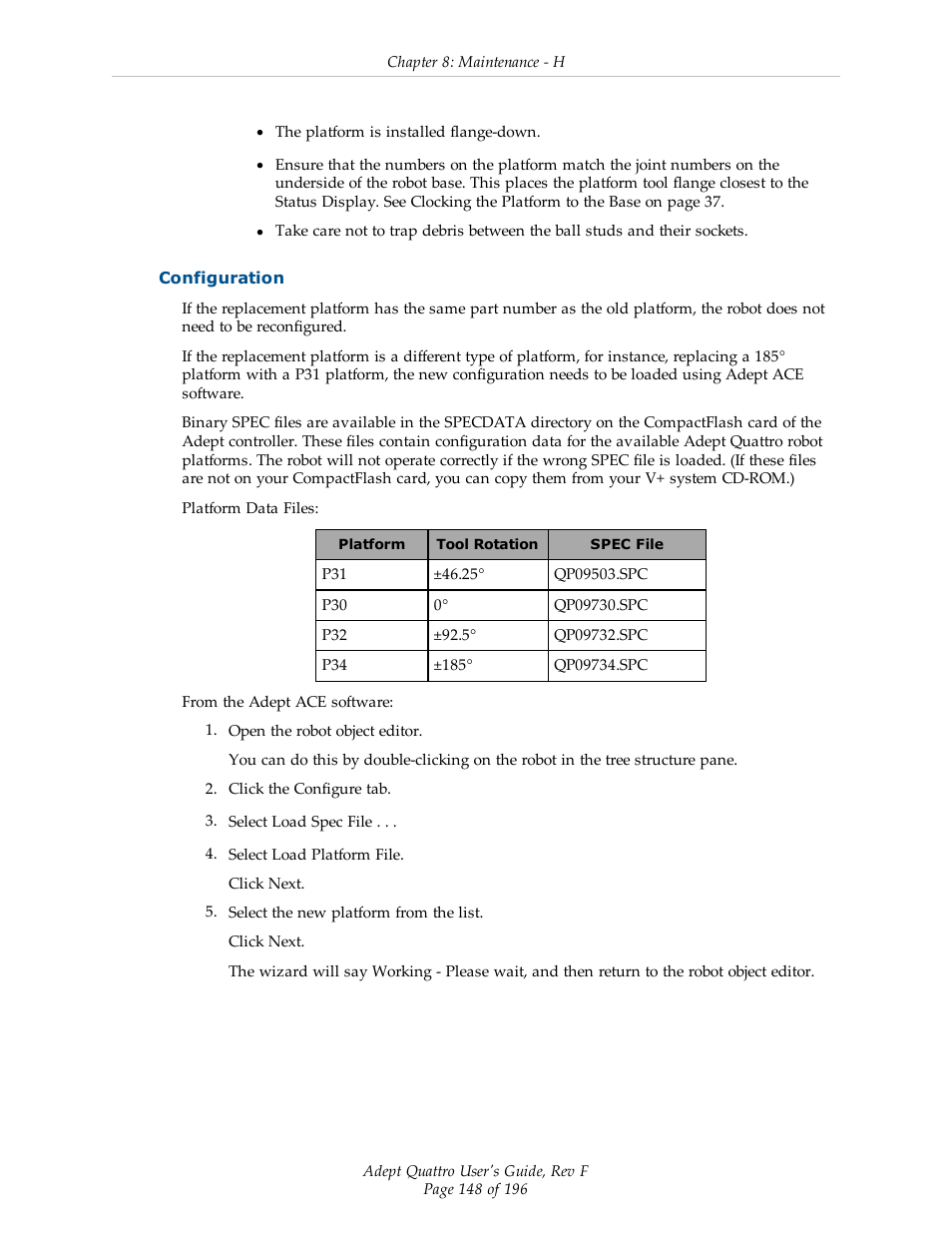 Configuration | Adept s650HS Quattro User Manual | Page 148 / 196