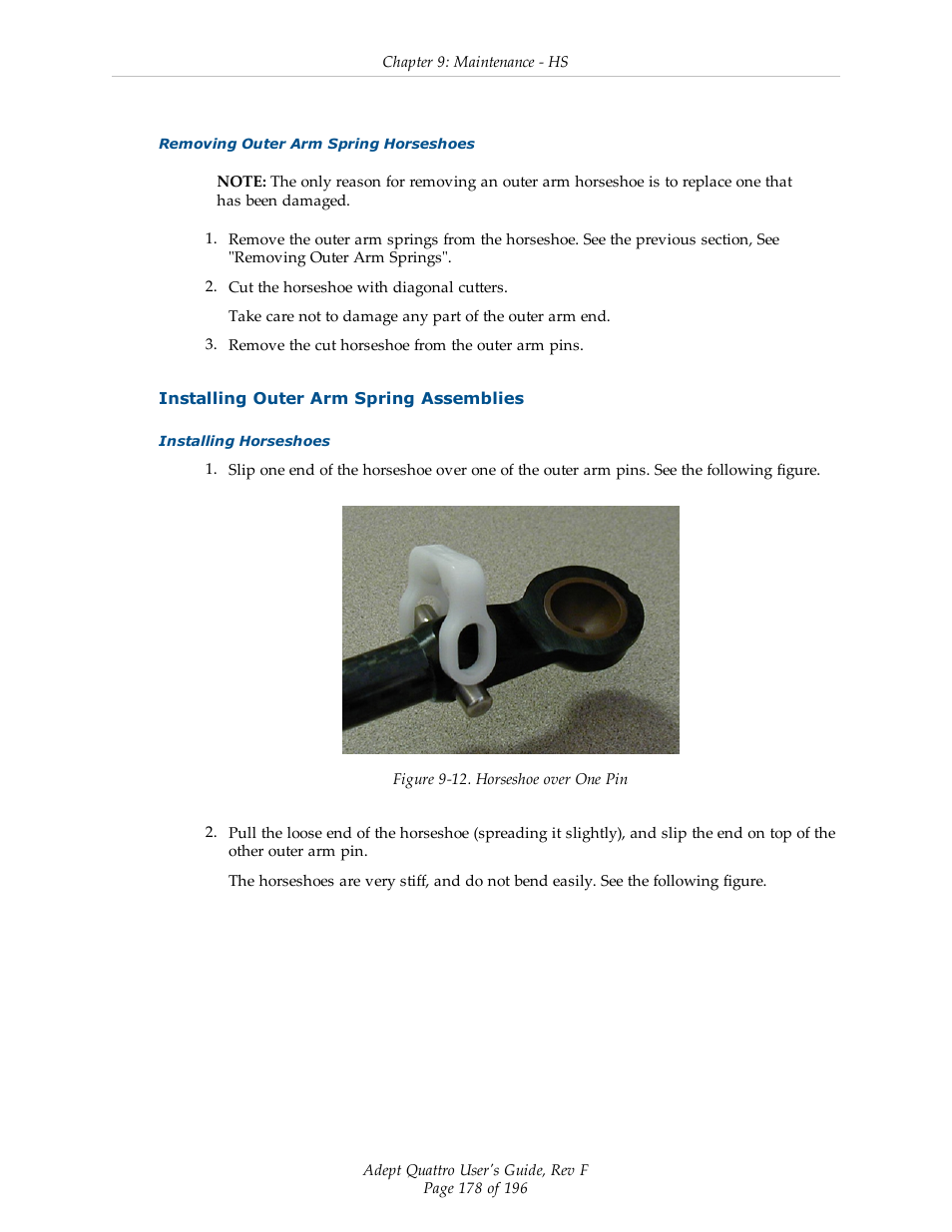 Installing outer arm spring assemblies | Adept s650HS Quattro User Manual | Page 178 / 196