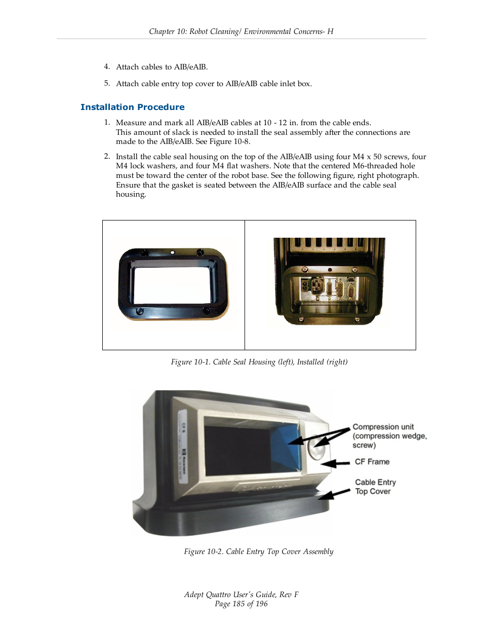 Installation procedure, Figure 10-1, Figure 10-2 | Adept s650HS Quattro User Manual | Page 185 / 196