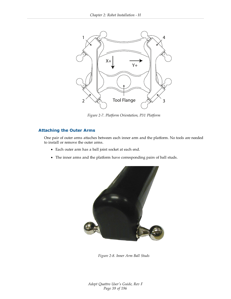 Attaching the outer arms | Adept s650HS Quattro User Manual | Page 39 / 196