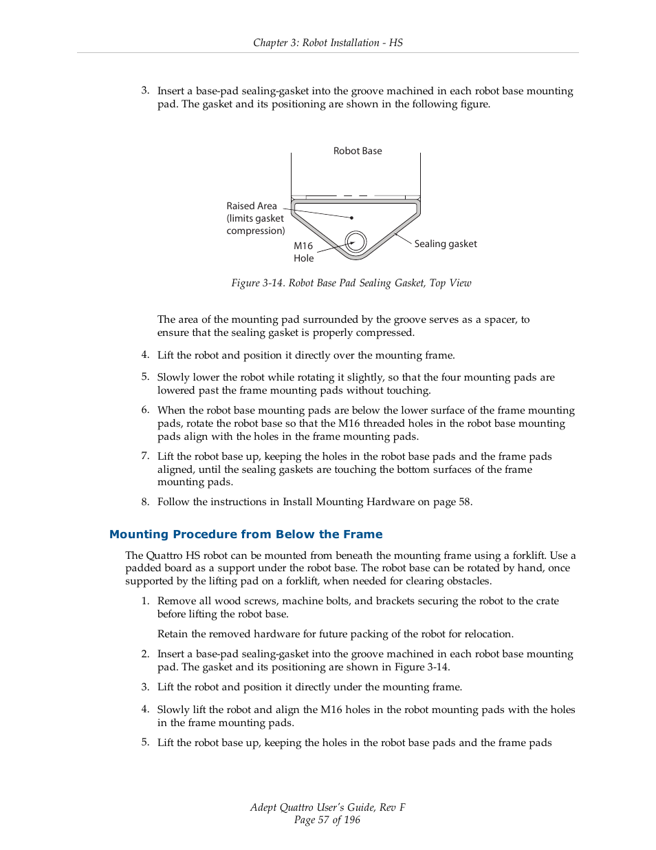 Mounting procedure from below the frame | Adept s650HS Quattro User Manual | Page 57 / 196