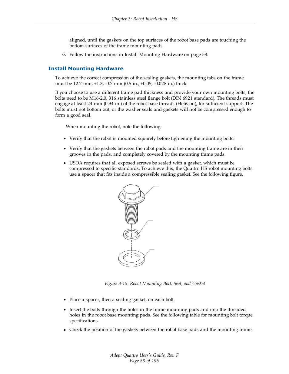 Install mounting hardware | Adept s650HS Quattro User Manual | Page 58 / 196