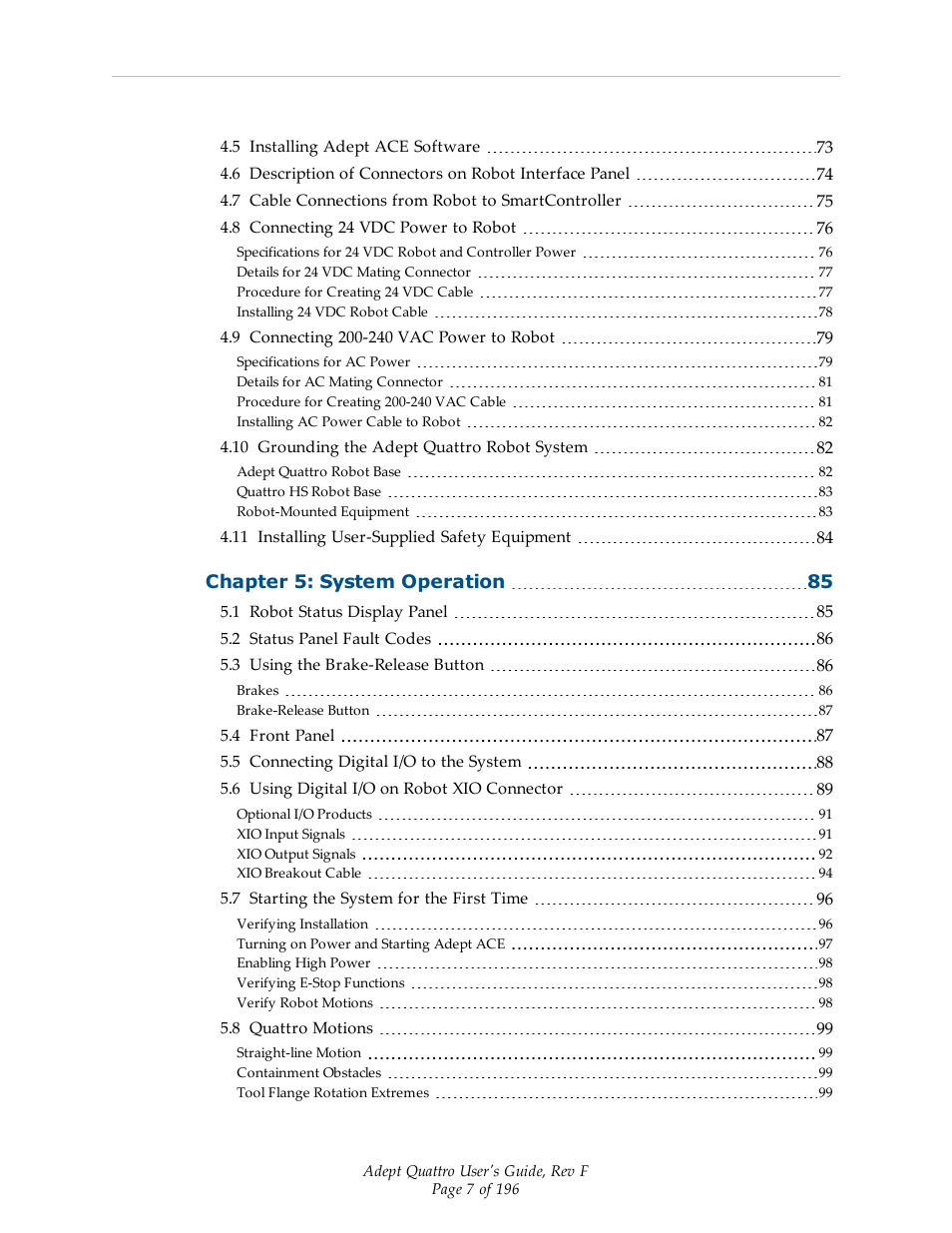Adept s650HS Quattro User Manual | Page 7 / 196