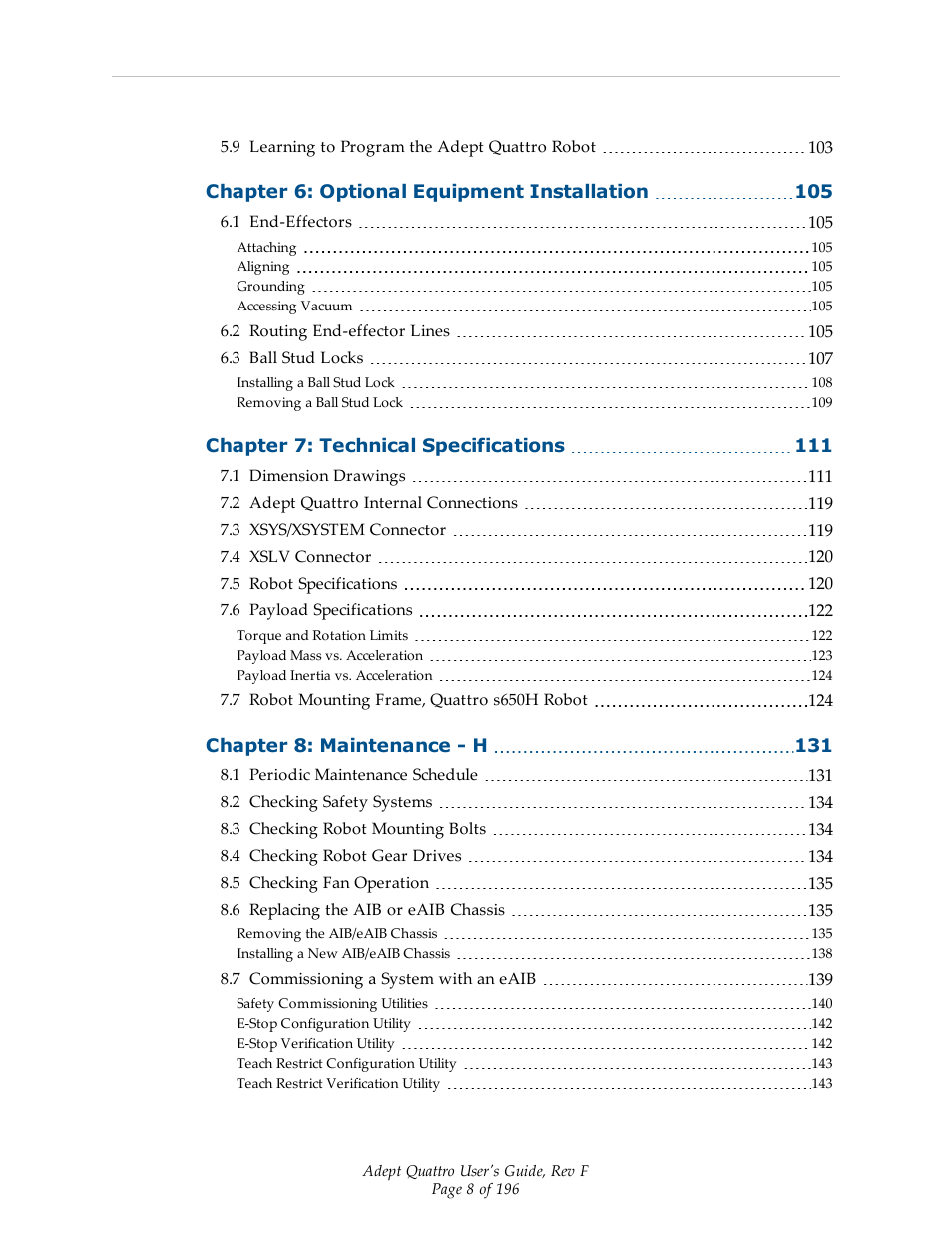 Adept s650HS Quattro User Manual | Page 8 / 196