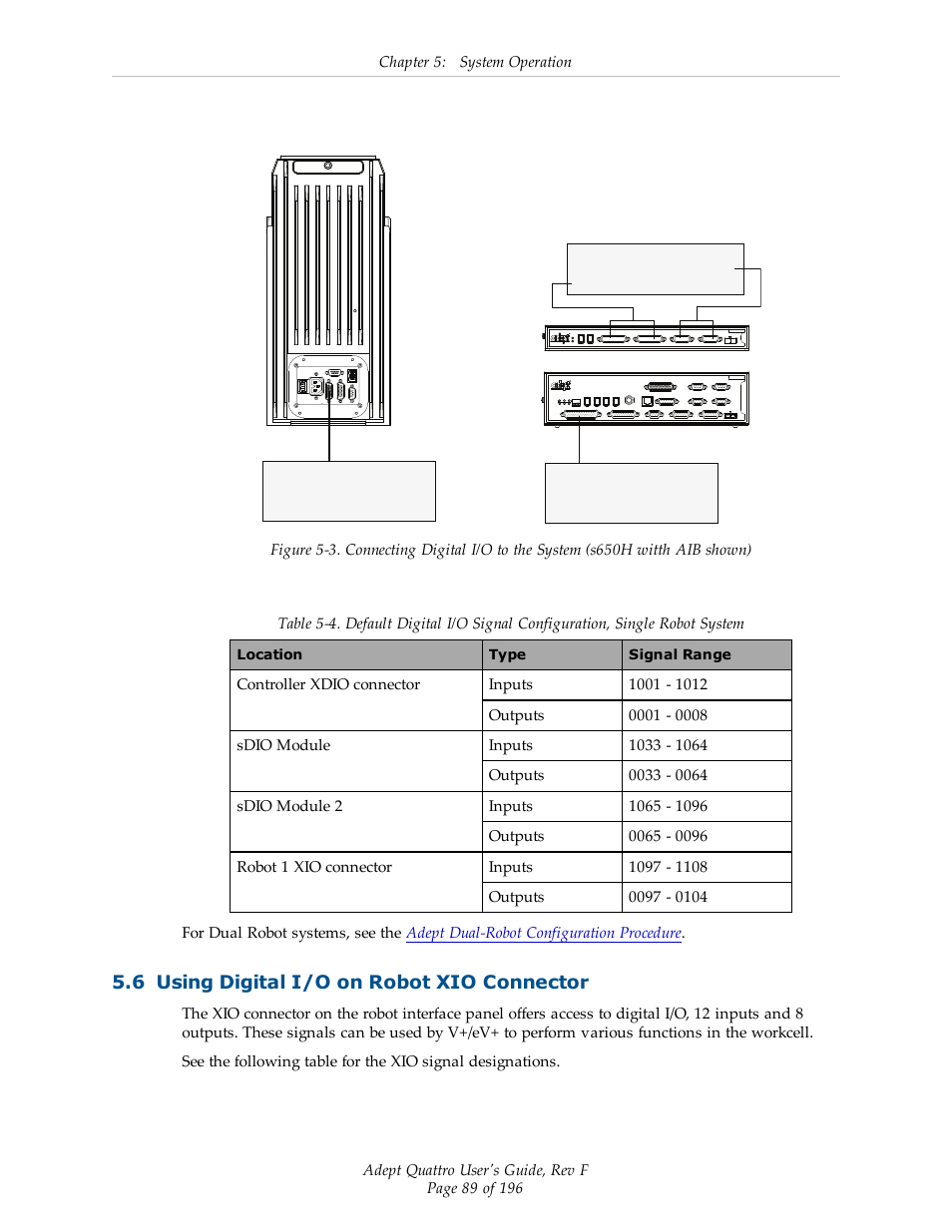 6 using digital i/o on robot xio connector | Adept s650HS Quattro User Manual | Page 89 / 196
