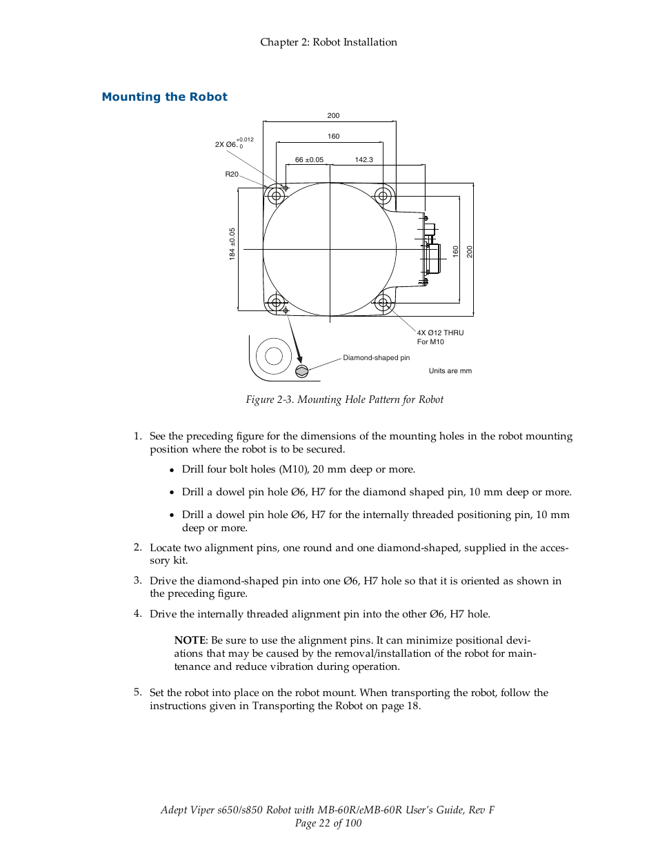 Mounting the robot | Adept s650 Viper User Manual | Page 22 / 100