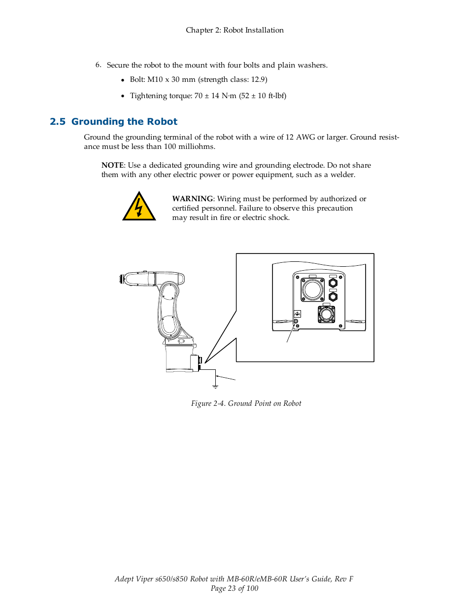 5 grounding the robot | Adept s650 Viper User Manual | Page 23 / 100