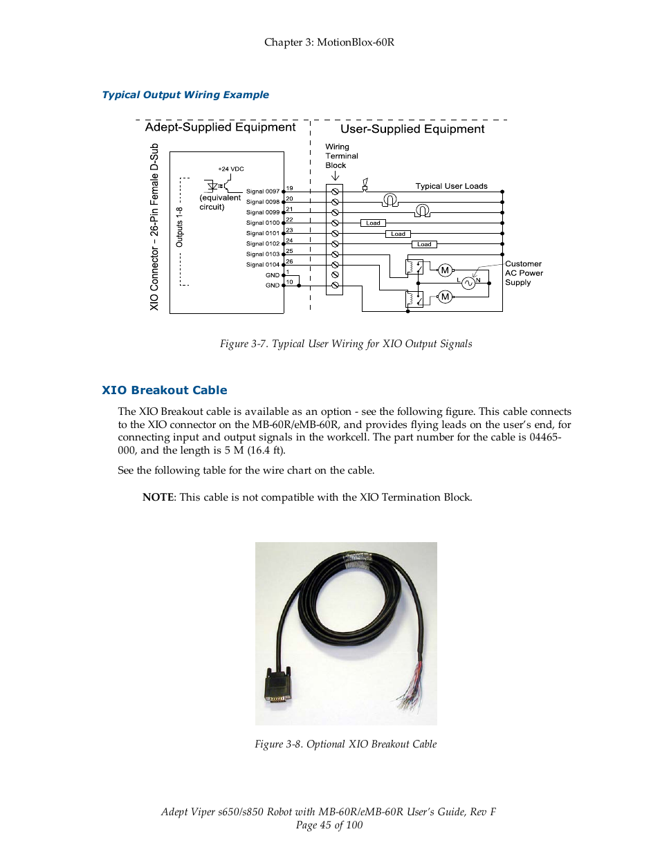 Xio breakout cable | Adept s650 Viper User Manual | Page 45 / 100