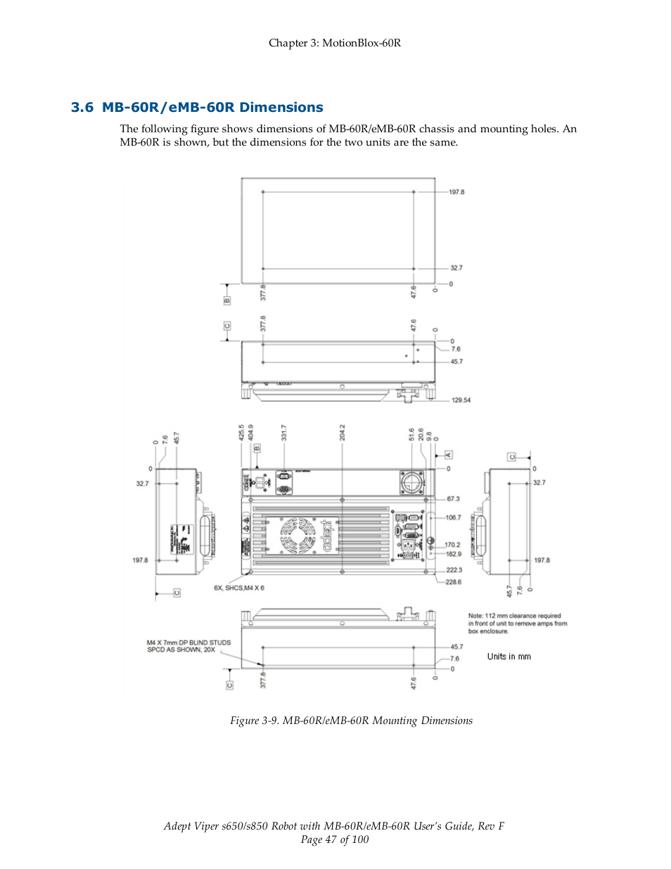 6 mb-60r/emb-60r dimensions | Adept s650 Viper User Manual | Page 47 / 100