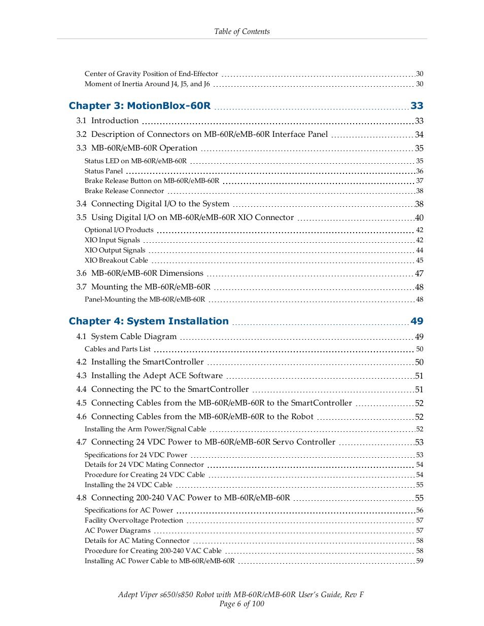 Adept s650 Viper User Manual | Page 6 / 100