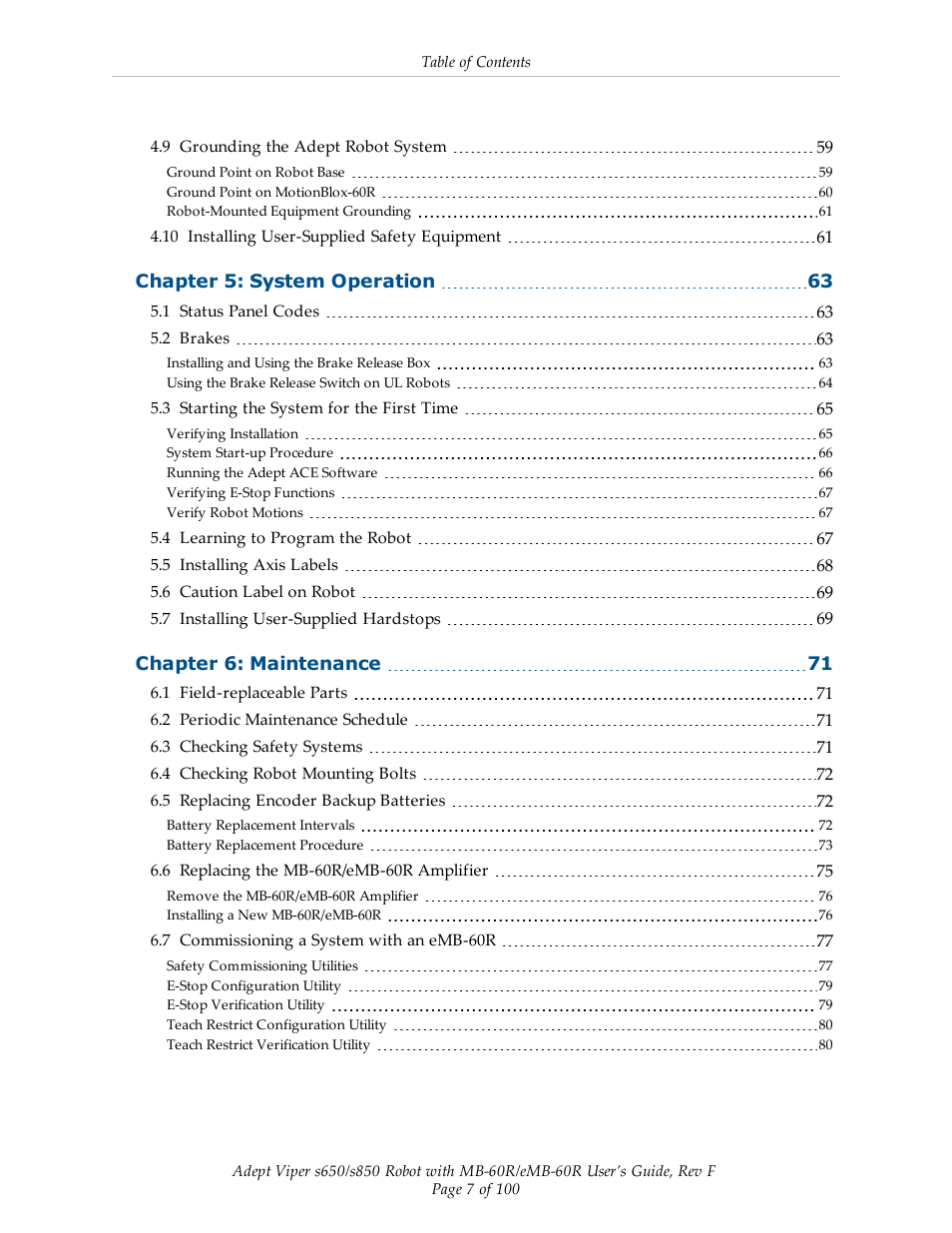 Adept s650 Viper User Manual | Page 7 / 100