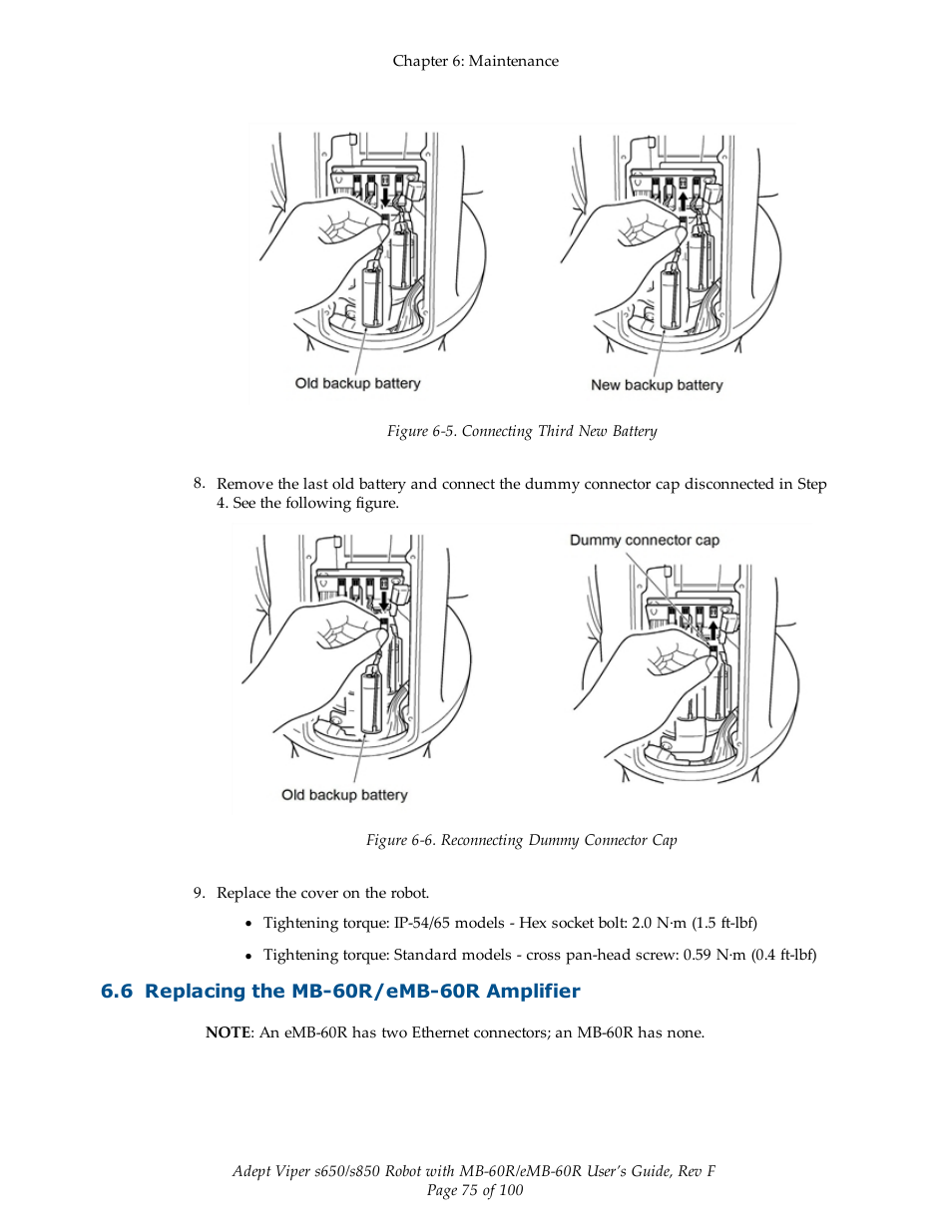 6 replacing the mb-60r/emb-60r amplifier | Adept s650 Viper User Manual | Page 75 / 100