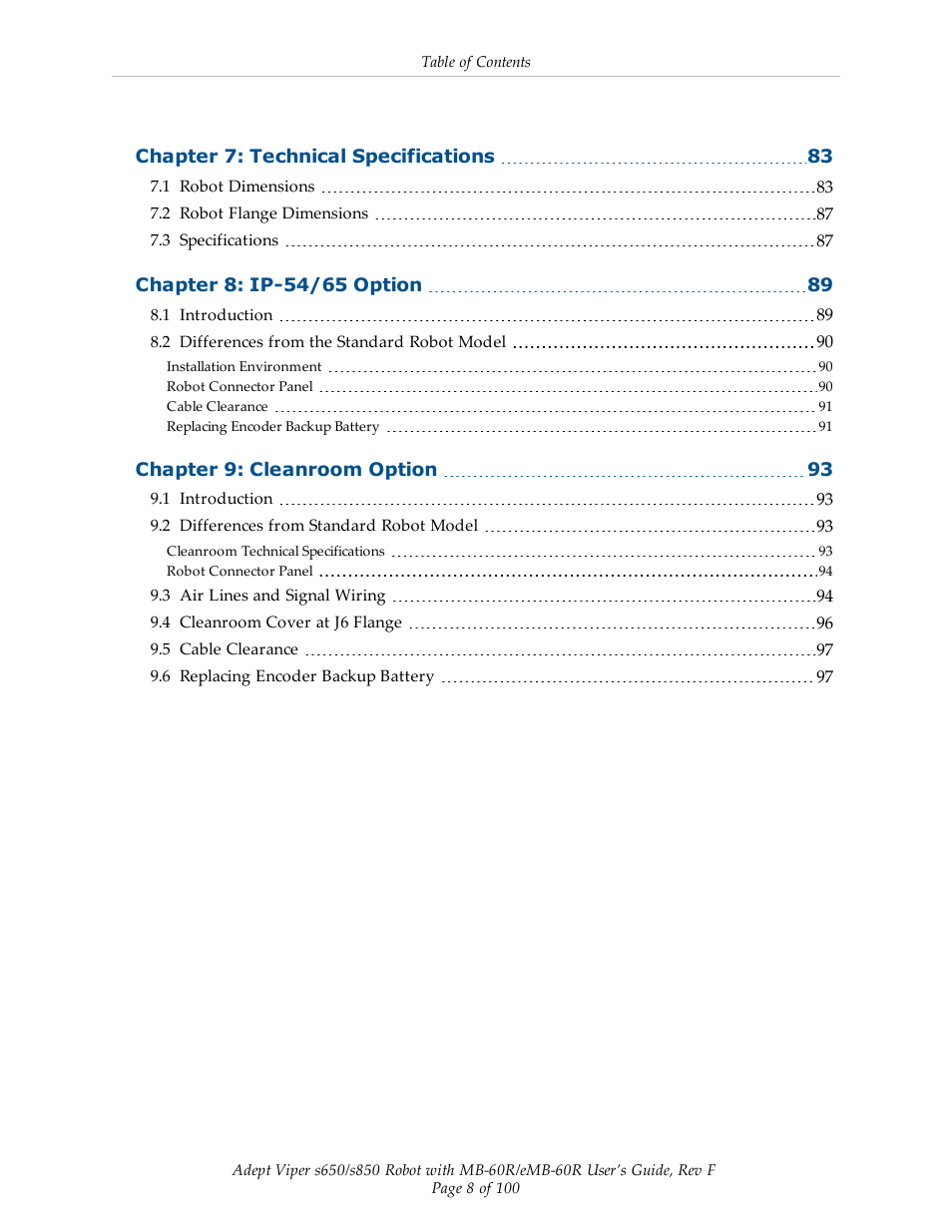 Adept s650 Viper User Manual | Page 8 / 100