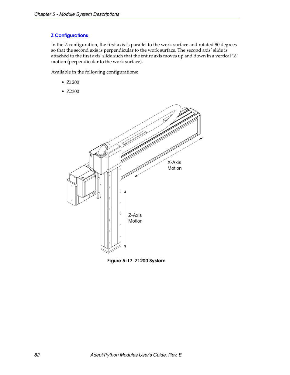 Z configurations, Figure 5-17. z1200 system | Adept Python User Manual | Page 82 / 170