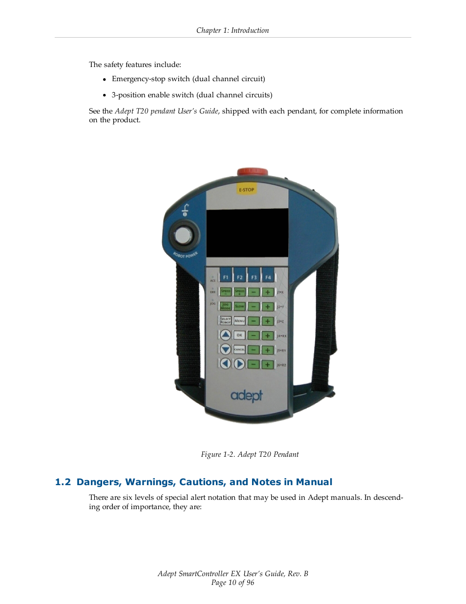 2 dangers, warnings, cautions, and notes in manual | Adept EX SmartContoller User Manual | Page 10 / 96