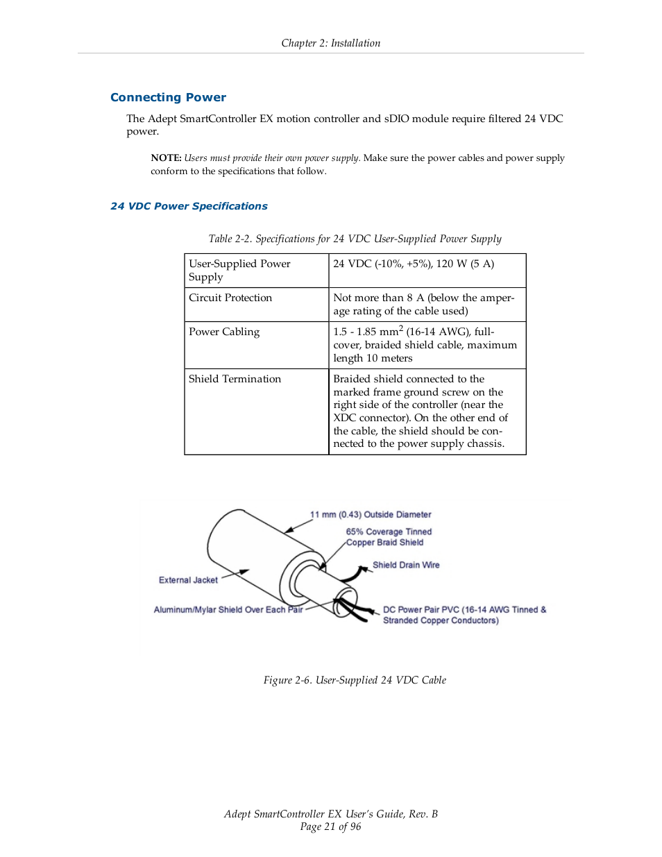 Connecting power | Adept EX SmartContoller User Manual | Page 21 / 96