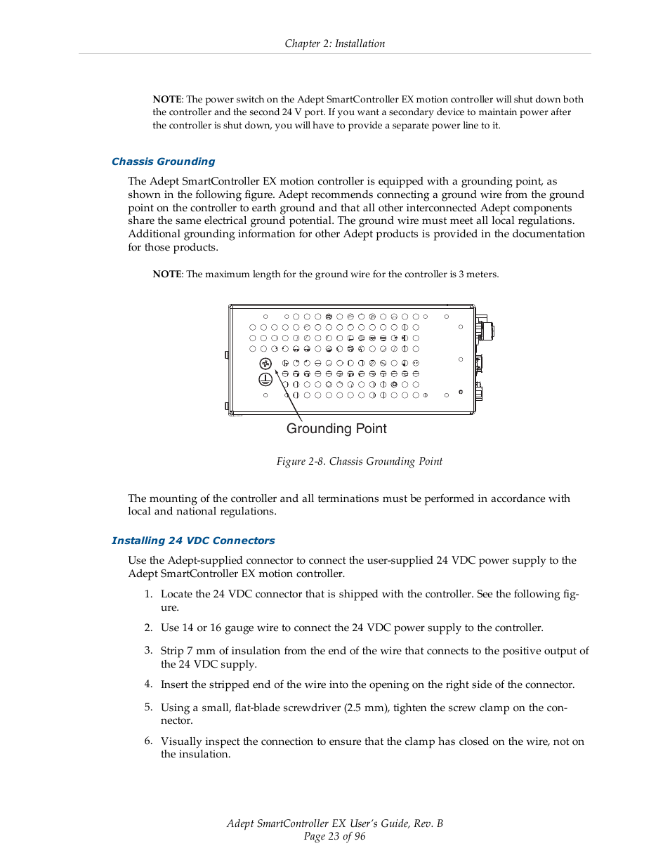 Grounding point | Adept EX SmartContoller User Manual | Page 23 / 96