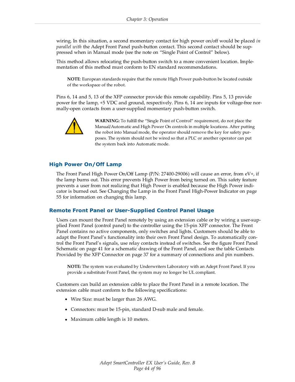 High power on/off lamp | Adept EX SmartContoller User Manual | Page 44 / 96