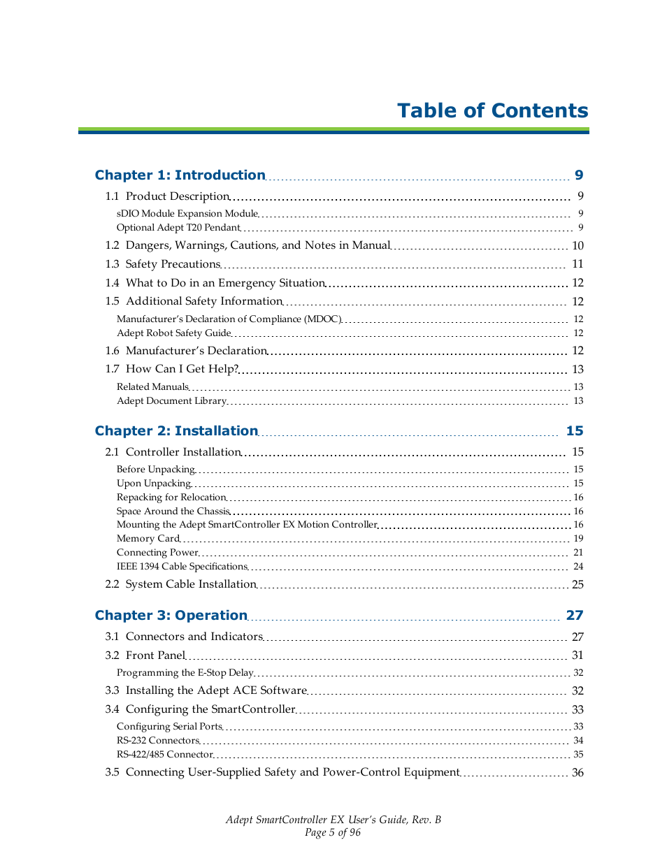 Adept EX SmartContoller User Manual | Page 5 / 96