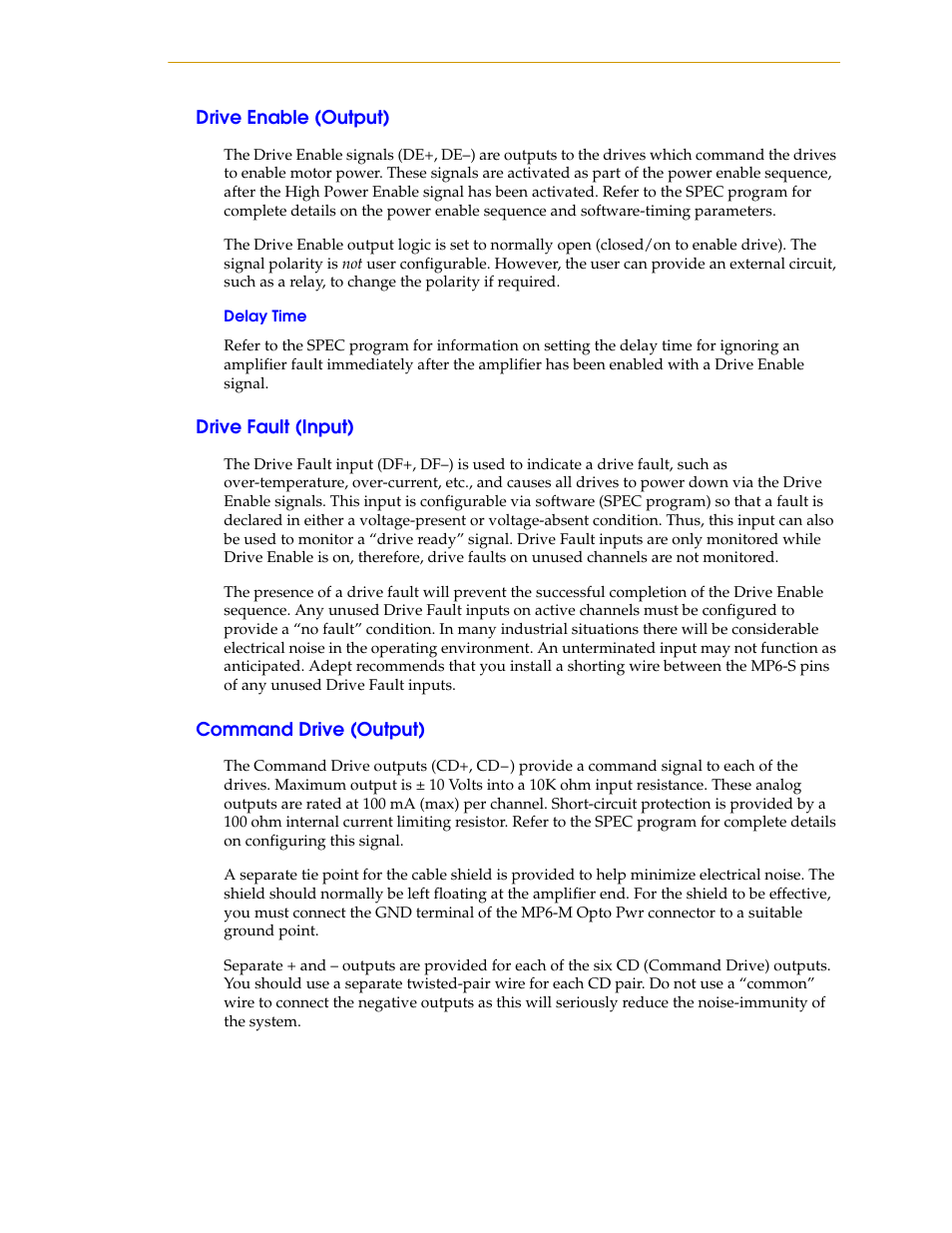 Drive enable (output), Delay time, Drive fault (input) | Command drive (output) | Adept SmartMotion User Manual | Page 37 / 60