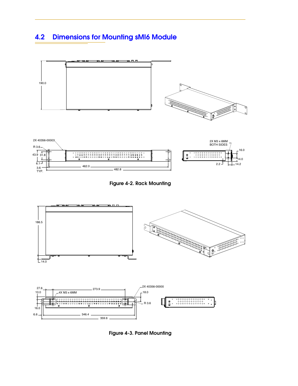 2 dimensions for mounting smi6 module | Adept SmartMotion User Manual | Page 48 / 60