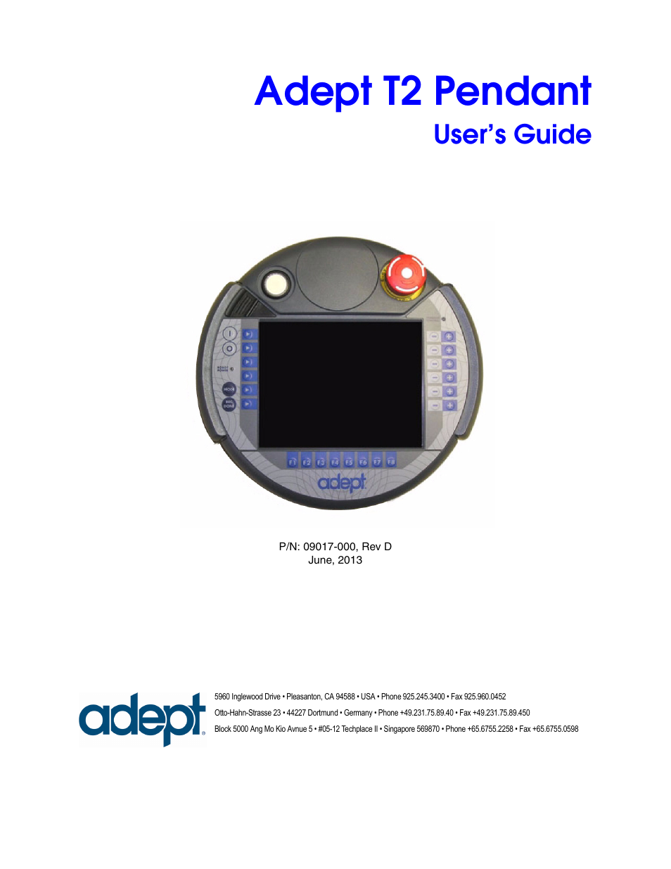 Adept T2 Pendant User Manual | 50 pages