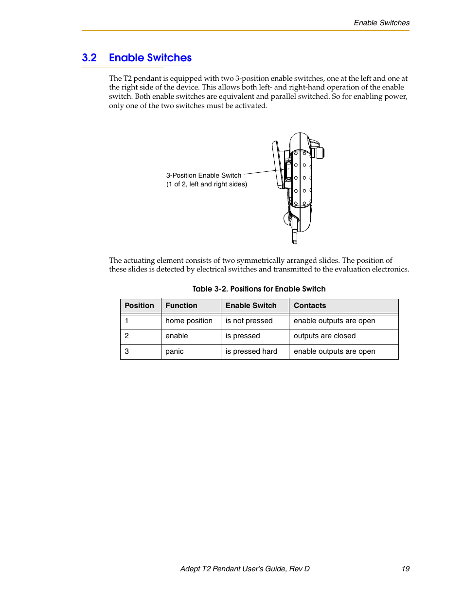 2 enable switches | Adept T2 Pendant User Manual | Page 19 / 50