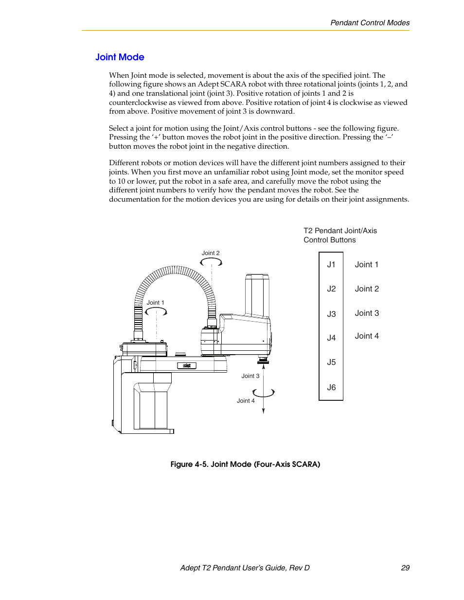 Joint mode | Adept T2 Pendant User Manual | Page 29 / 50