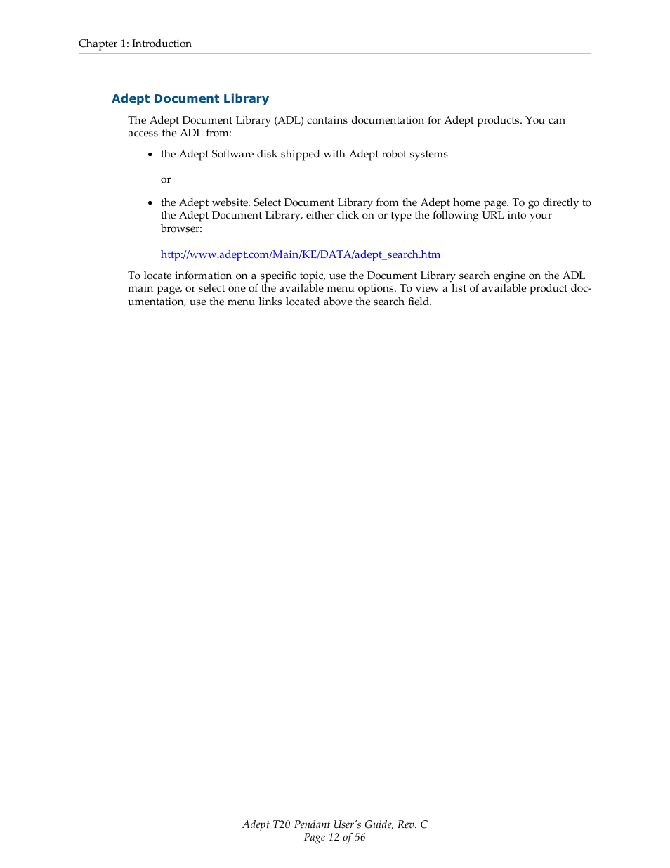 Adept document library | Adept T20 Pendant User Manual | Page 12 / 56