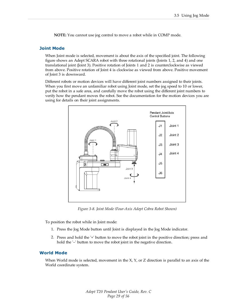 Joint mode, World mode | Adept T20 Pendant User Manual | Page 29 / 56