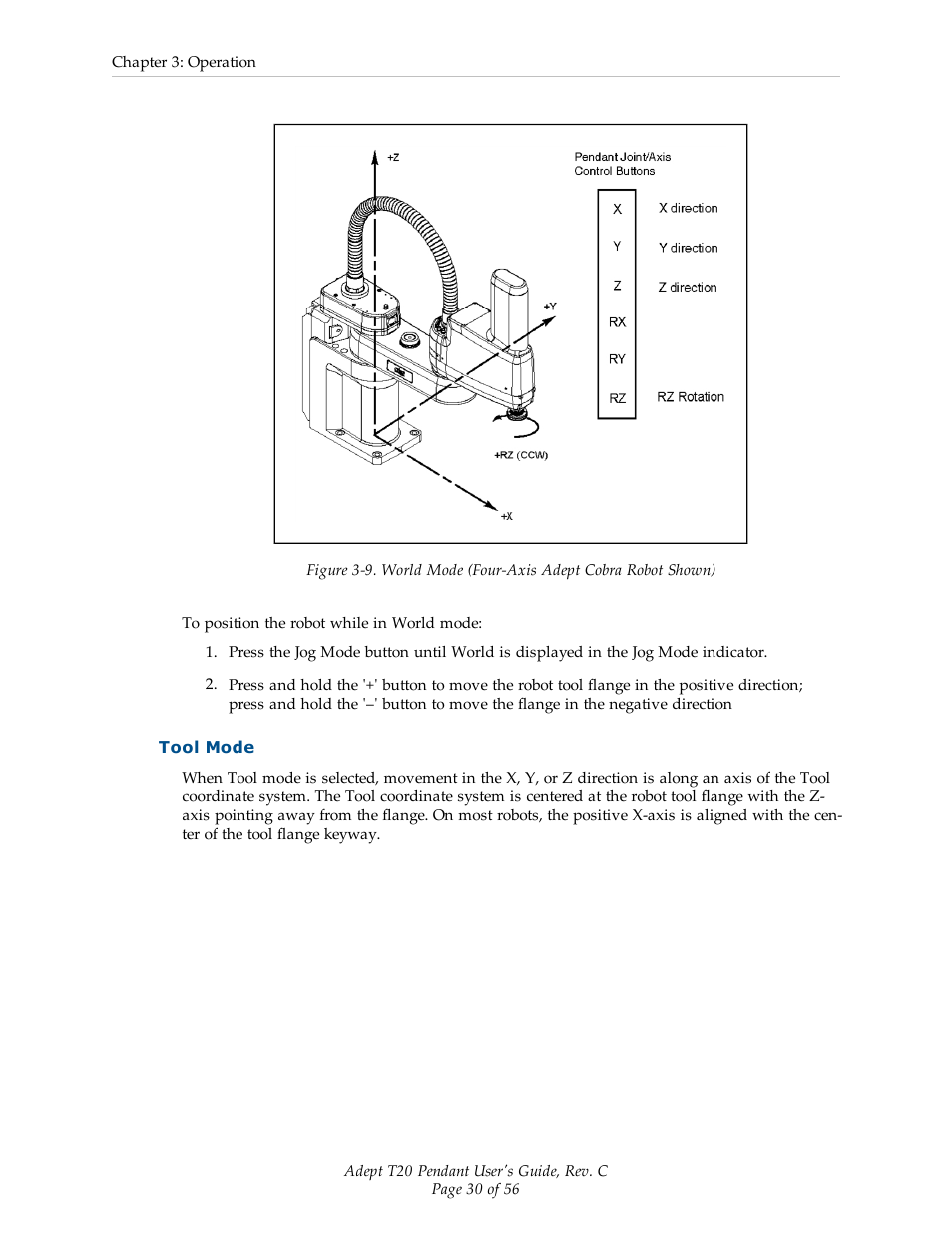 Tool mode | Adept T20 Pendant User Manual | Page 30 / 56