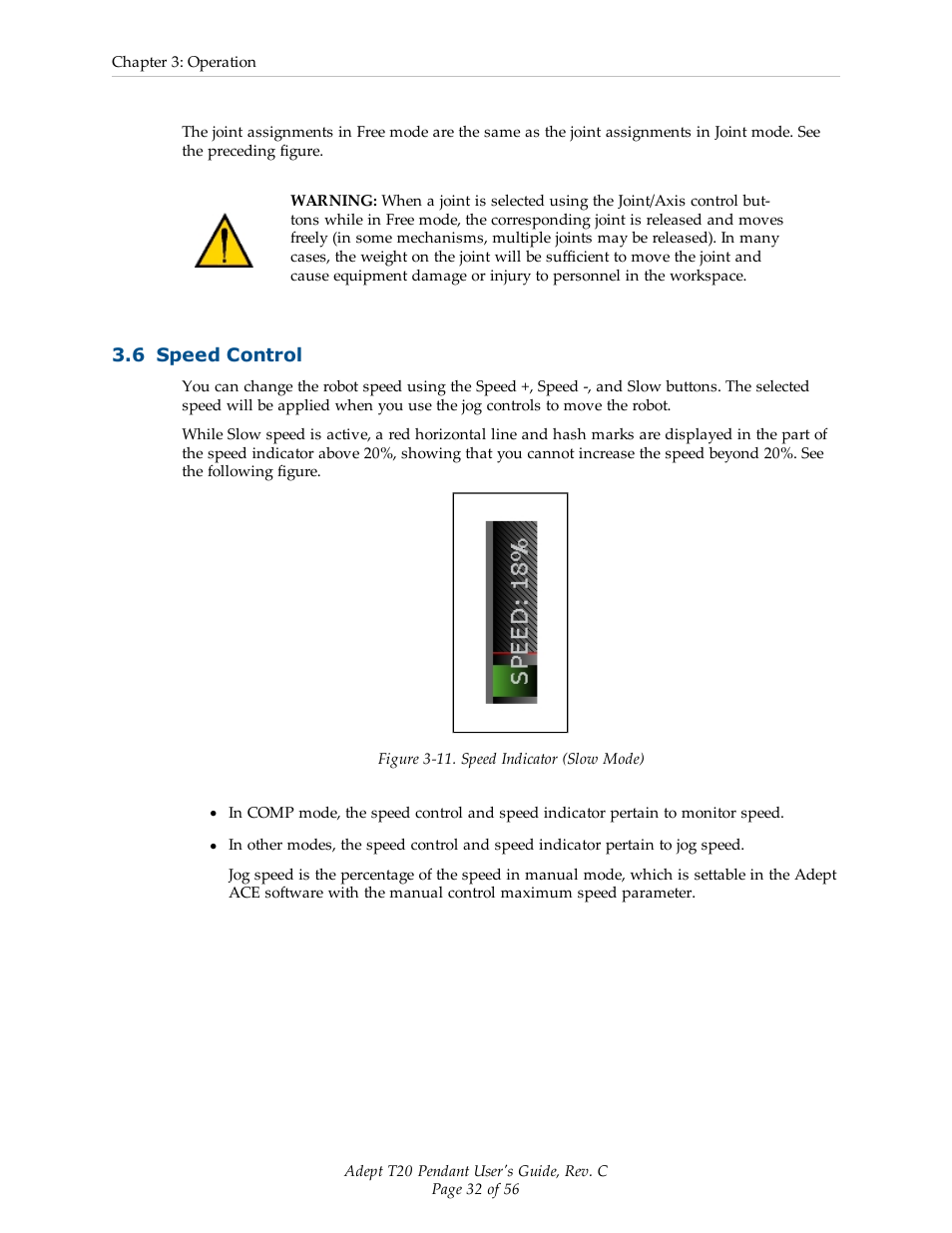 6 speed control | Adept T20 Pendant User Manual | Page 32 / 56