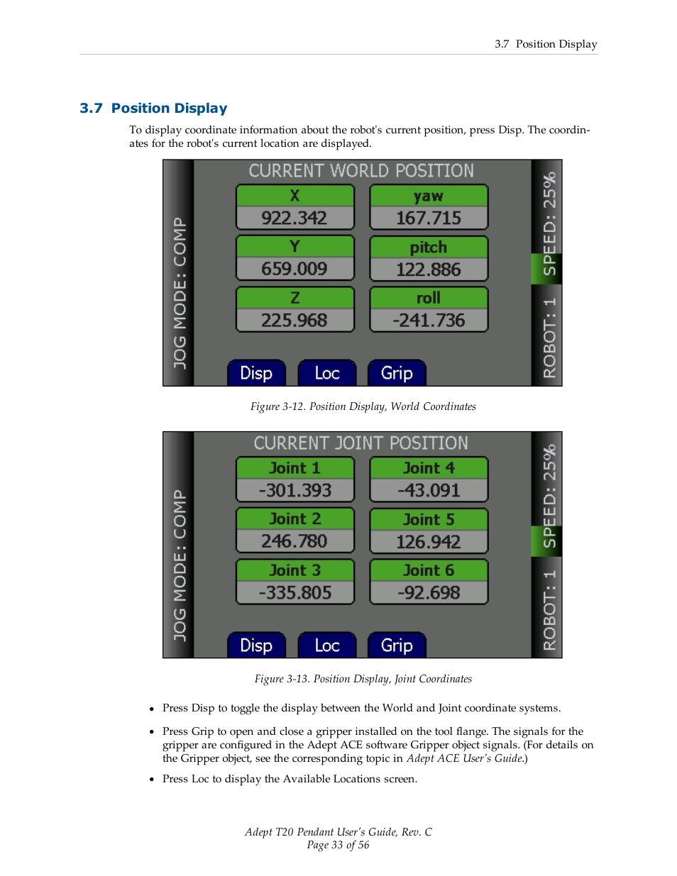 7 position display | Adept T20 Pendant User Manual | Page 33 / 56