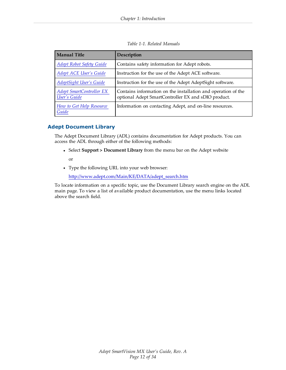 Adept document library | Adept Smart Vision MX User Manual | Page 12 / 34