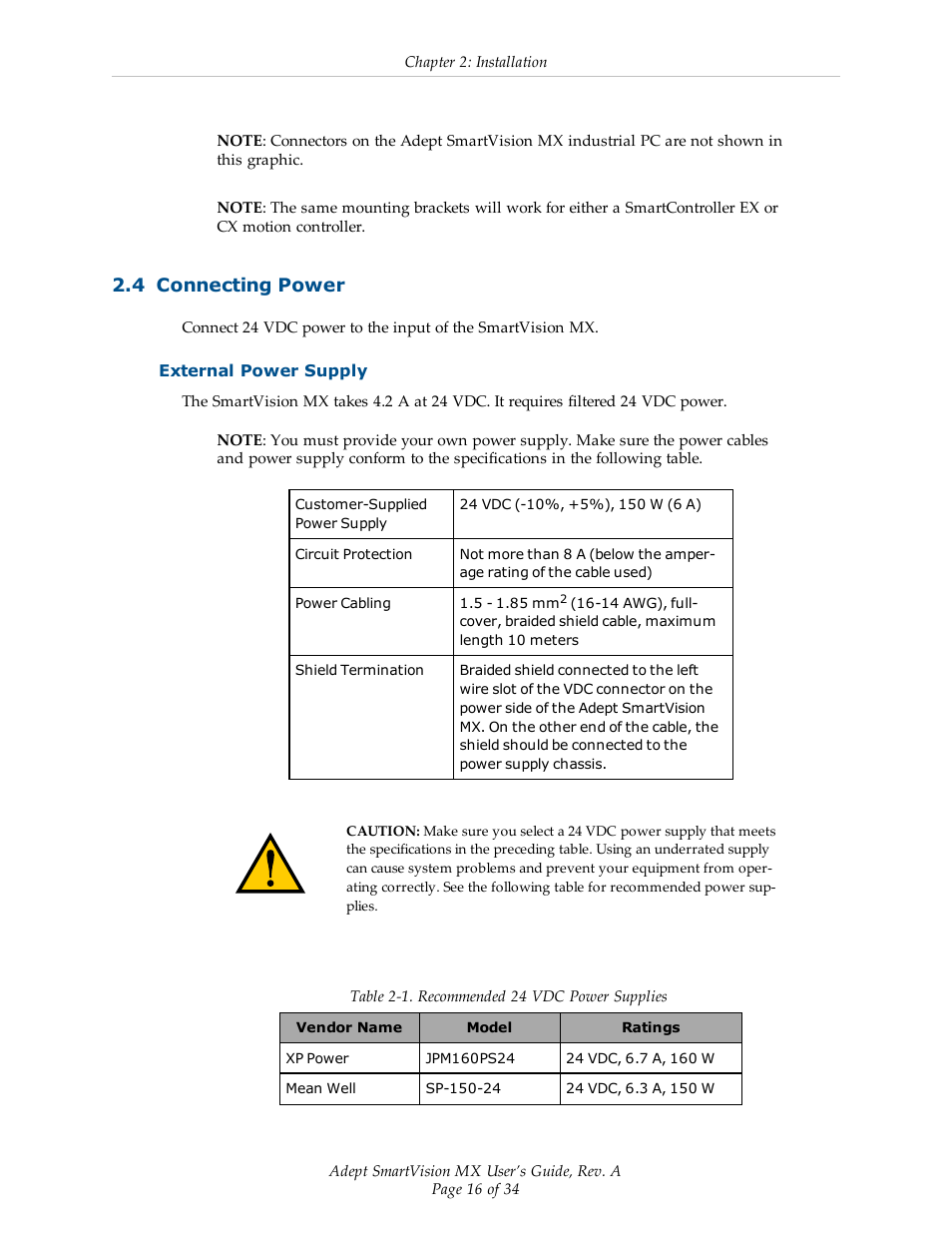 4 connecting power, External power supply | Adept Smart Vision MX User Manual | Page 16 / 34