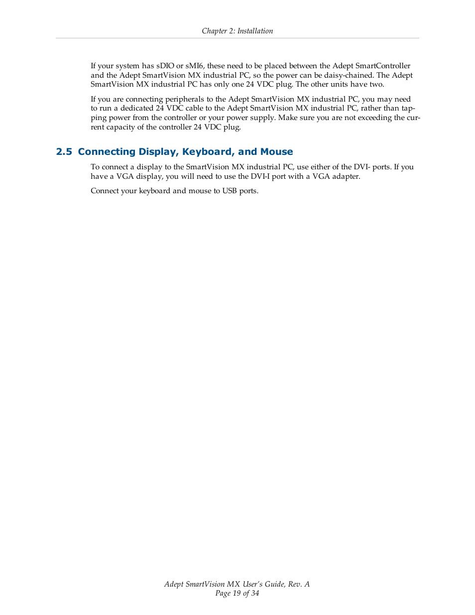 5 connecting display, keyboard, and mouse | Adept Smart Vision MX User Manual | Page 19 / 34